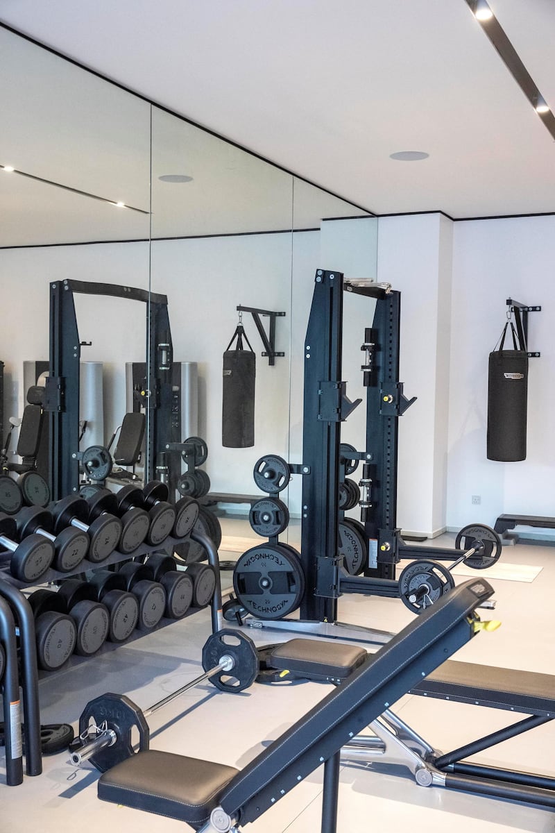 DUBAI, UNITED ARAB EMIRATES. 19 OCTOBER 2020. Rags Arora’s home gym in Dubai. (Photo: Antonie Robertson/The National) Journalist: David Section: Luxury.
