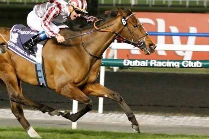 Cirrus Des Aigles, here with Olivier Peslier aboard to win the Dubai World Cup Sheema Classic on March 31, 2012, proved the strength of that field with an eight-length win on April 29 at the Prix Ganay in France.
