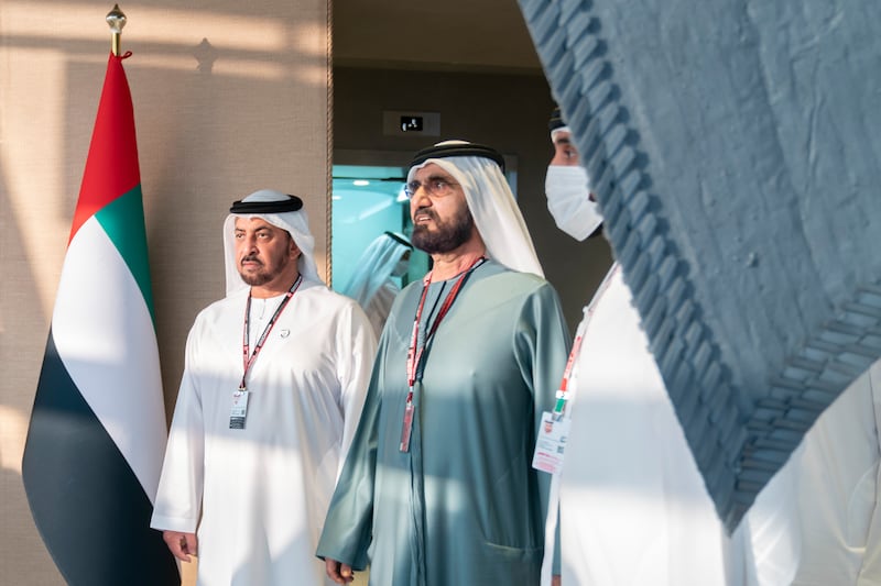 Sheikh Mohammed bin Rashid, Vice President and Ruler of Dubai, and Sheikh Hamdan bin Zayed, Ruler’s Representative in Al Dhafra Region. Photo: Abdulla Al Junaibi / Ministry of Presidential Affairs