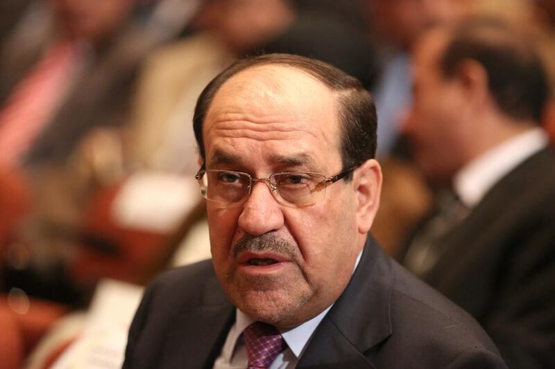 Former Iraqi prime minister - and now vice president - Nouri al-Maliki attends the parliament session in Baghdad on Monday (AP Photo/Hadi Mizban, Pool)