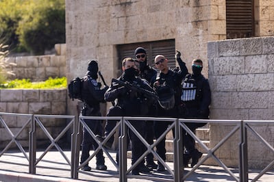 Israeli Border Police stand guard in East Jerusalem on December 29, 2023. Getty Images