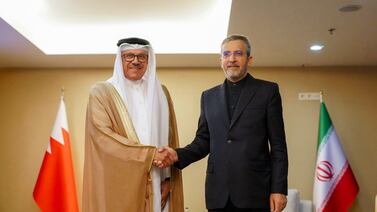 Bahrain's Foreign Minister Abdullatif Al Zayani and Iran's acting Foreign Minister Ali Kani in Tehran. Photo: Bahrain Foreign Ministry