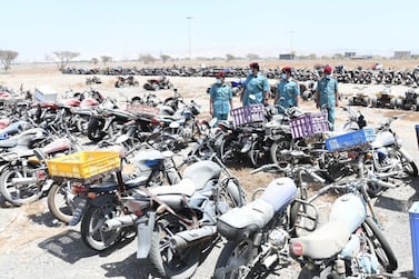 Seized motorbikes in Ras al Khaimah. Courtesy RAK police