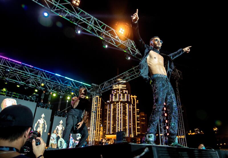 Mohamed Ramadan plays to fans at the All Africa Festival 2021 in Dubai. All photos: Victor Besa / The National