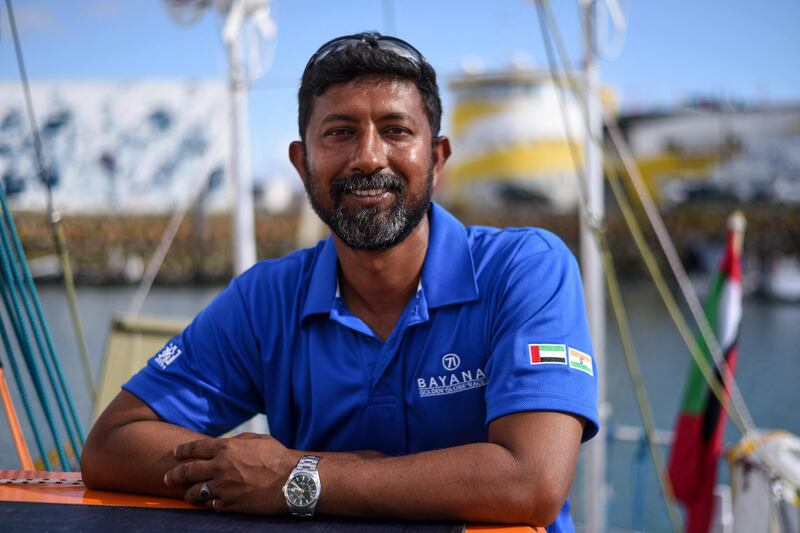 Indian sailor Abhilash Tomy on the Bayanat, two days before the start of the Golden Globe Race, in Les Sables-d'Olonne, western France. All photos unless otherwise stated: AFP