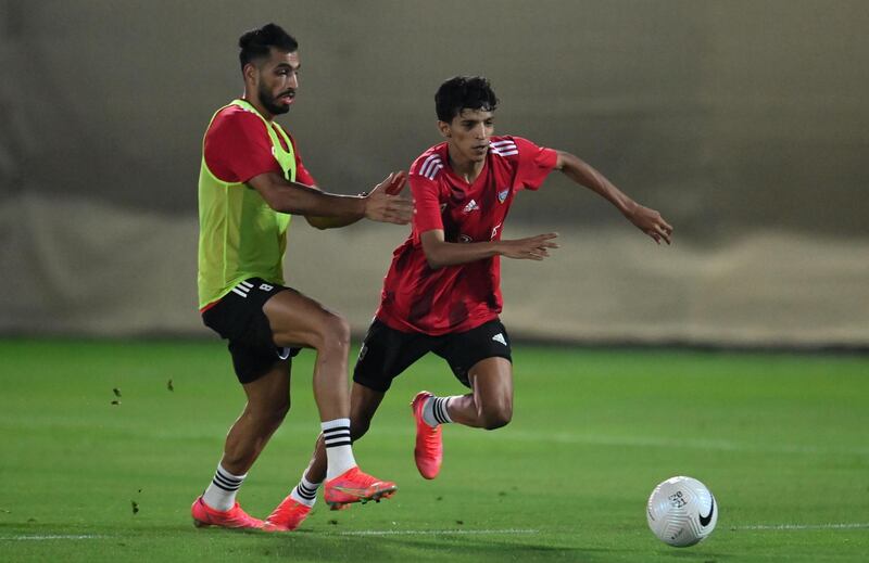 UAE football team train in Dubai ahead of upcoming World Cup qualifiers. 