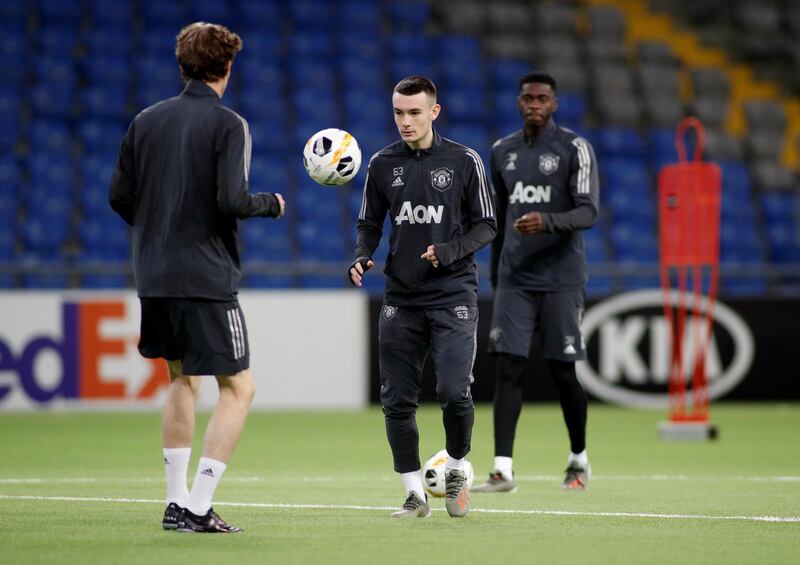 Dylan Levitt during Manchester United's training session at the Astana Arena in Kazakhstan. Reuters