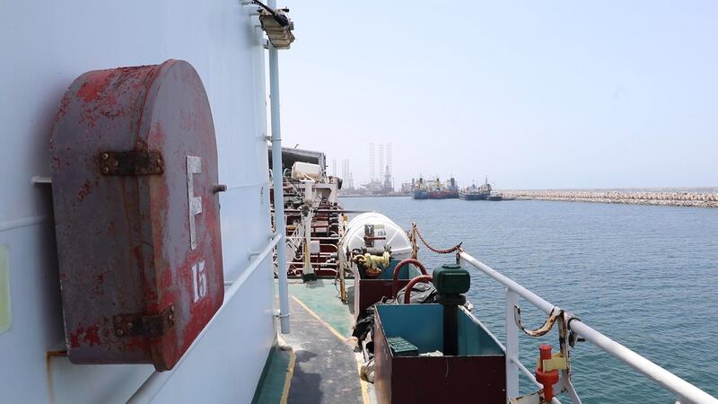 Crew quarters on the Mt Iba docked in Dubai Maritime City port on May 6, 2021. Andy Scott / The National