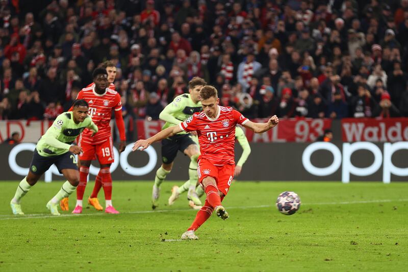 Joshua Kimmich of Bayern Munich scores the equalising goal with a penalty. Getty 