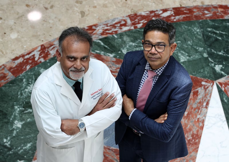 Dr Muhammad Zaman, left, and Dr Niaz Ahmad. The UAE has seen an increase in patients with end-of-care kidney disease. Chris Whiteoak / The National