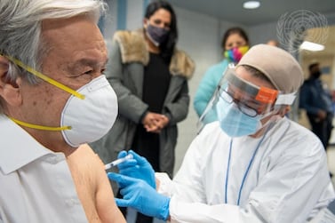 United Nations Secretary-General Antonio Guterres received the Moderna vaccine. UN Photo/Eskinder Debebe