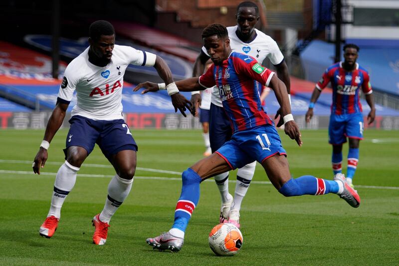 Wilfried Zaha in action during the Premier League match between Crystal Palace and Tottenham Hotspur. AP Photo