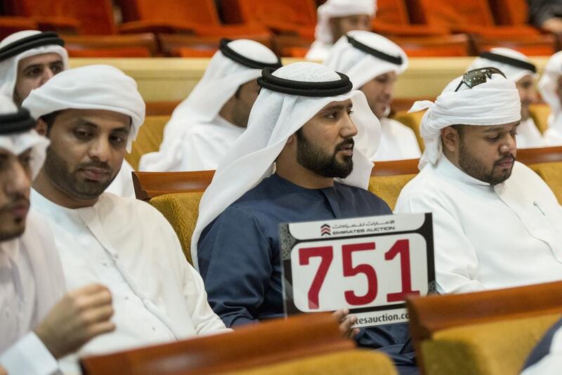Abdullah Al Mahri bids for his Dh31m plate. Vidhyaa for The National