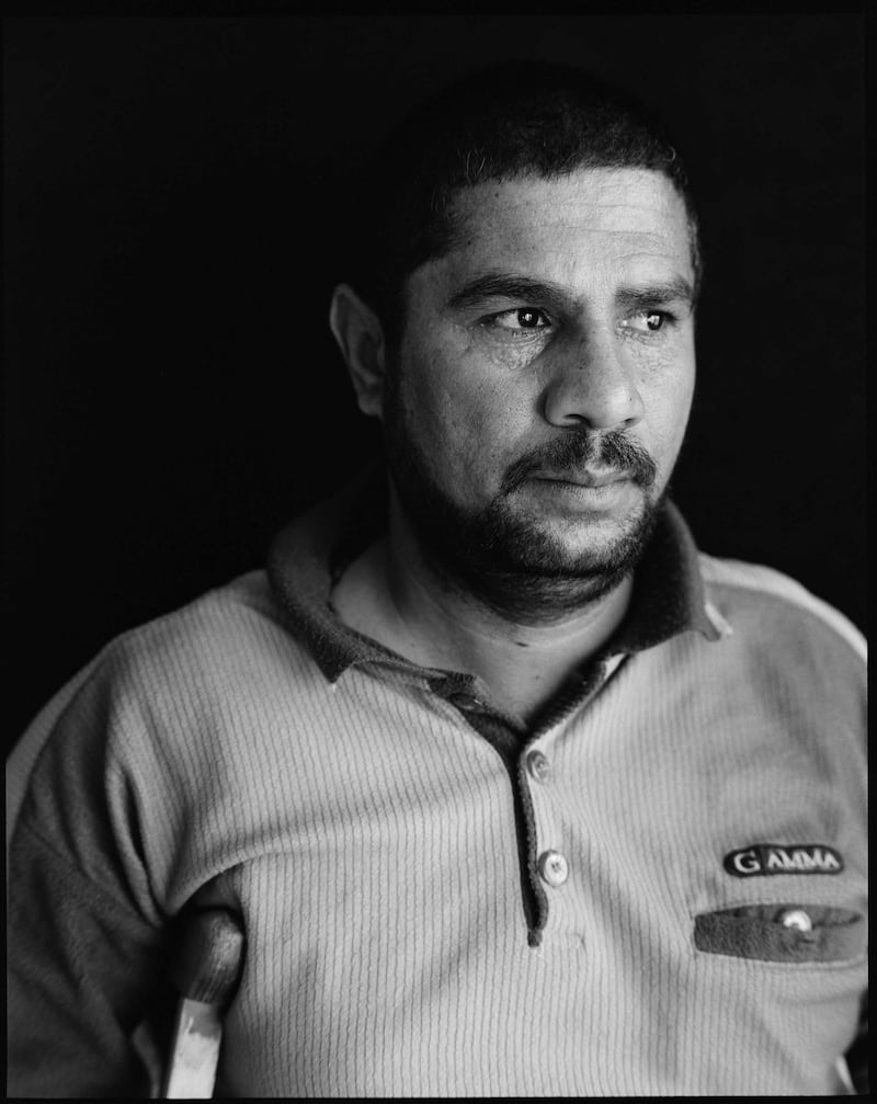 Portrait of Iraqi former detainee. Photo by Chris Bartlett