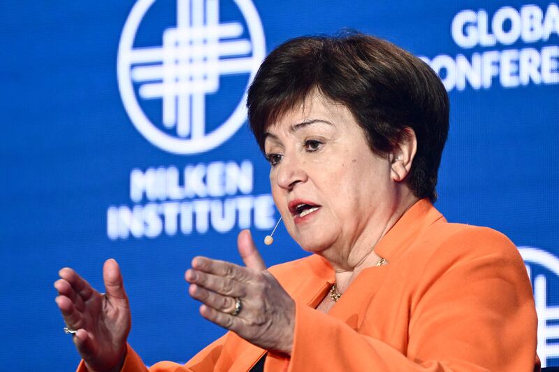 Kristalina Georgieva, managing director of the International Monetary Fund at the Milken Institute Global Conference in Beverly Hills, California. AFP