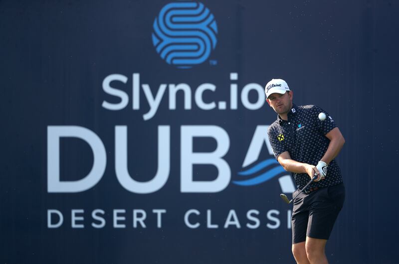 Bernd Wiesberger of Austria plays a shot during the pro-am prior to the Slync.io Dubai Desert Classic at Emirates Golf Club.