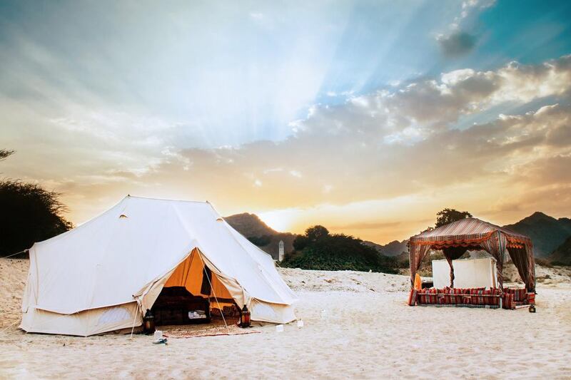 Beach camping at Al Bustan Palace. Courtesy The Ritz-Carlton