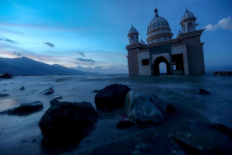 A remains of a mosque destroyed by the earthquake and tsunami is pictured in Palu, Central Sulawesi, Indonesia. Reuters