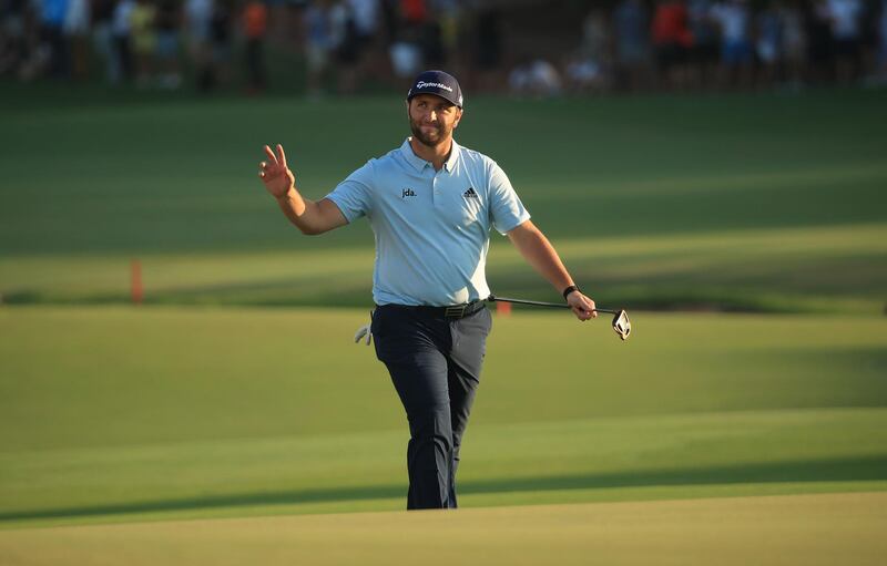 Jon Rahm of Spain is leading the DP World Tour Championship by two strokes. Getty Images