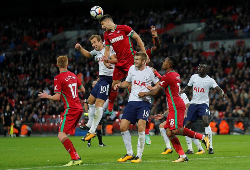 Centre-back: Federico Fernandez (Swansea) – Another game when Tottenham failed to win at Wembley, but it may have owed less to a jinx than a defiant display from Fernandez for Swansea. Eddie Keogh / Reuters