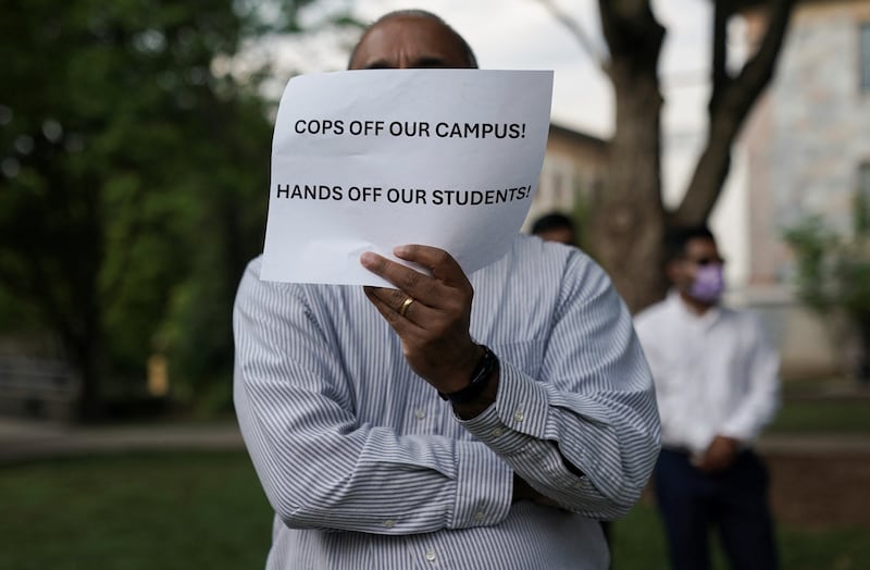 A man takes part in a demonstration at Emory University in support of Palestinians, in Atlanta, Georgia. Reuters
