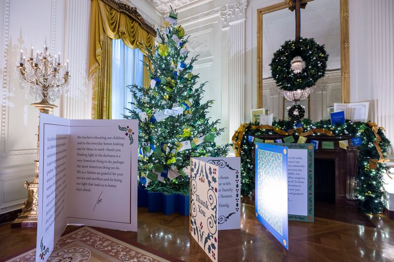 There are also 41 Christmas trees throughout the White House. EPA