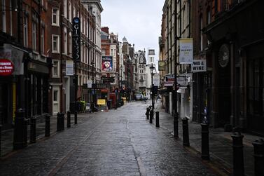 Deserted streets in Soho, London. This week, UK Prime Minister Boris Johnson unveiled a plan to ease the lockdown in England by June 21. EPA