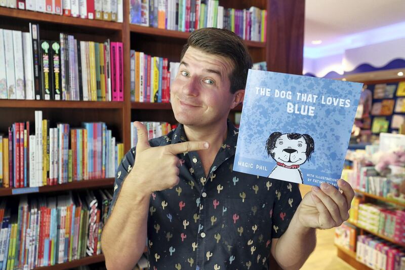 Dubai, United Arab Emirates - May 22, 2019: Philip Nelson aka Magic Phil, who has authored a book called 'The Dog That Loves Blue'. Wednesday the 22nd of May 2019. The Meadows, Dubai. Chris Whiteoak / The National