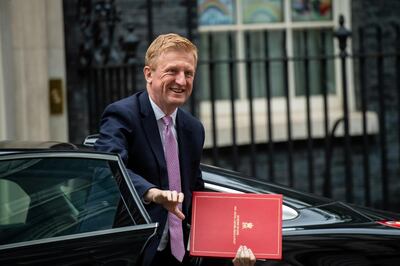 LONDON, ENGLAND - JUNE 03: Oliver Dowden, Secretary of State for Digital, Culture, Media and Sport, arrives at Downing Street on June 3, 2020 in London, England. Dominic Cummings, chief advisor to the prime minister, came under scrutiny after allegedly breaching lockdown rules and subsequently having to issue a statement to the British public from the garden of Downing Street. (Photo by Chris J Ratcliffe/Getty Images)