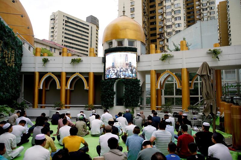 Muslims offer Eid Al Adha prayers at a mosque in Shanghai, China.  Reuters