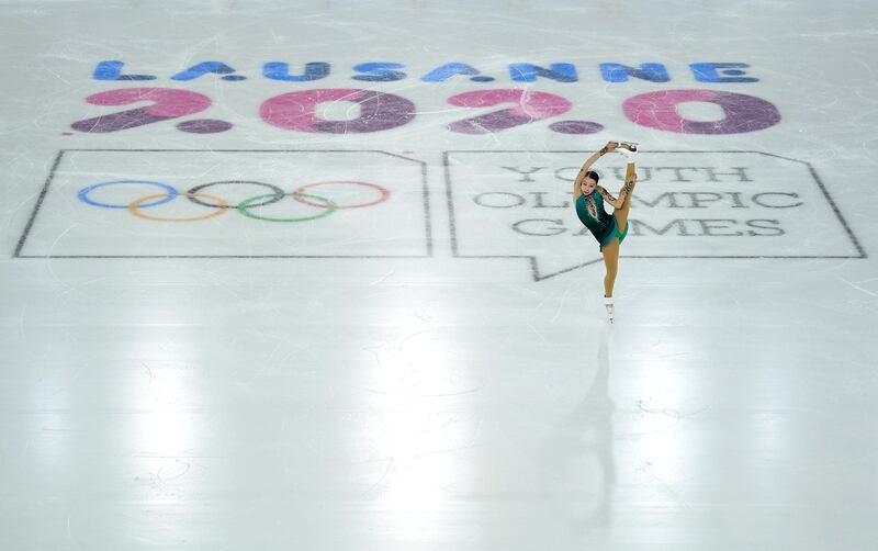 Kseniia Sinitsyna of Russia  competes in the women's figure skating during Day 4 of the Lausanne 2020 Winter Youth Olympics. Getty