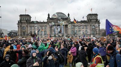 Thousands of Germans have taken part in demonstrations against far-right plans to deport migrants. AP 