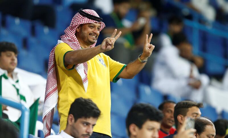 A Brazil fan before the match. Reuters