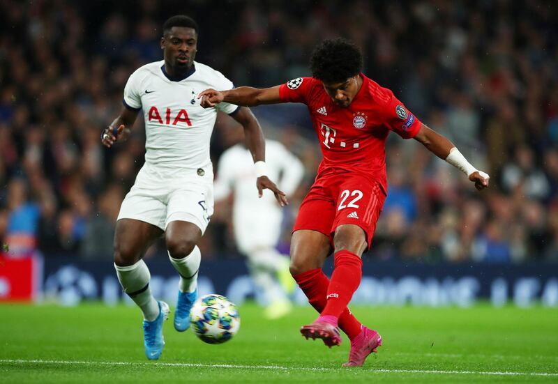 Bayern Munich's Serge Gnabry shoots at goal. Reuters