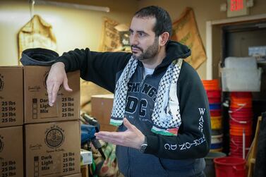 Mohammad Qazzaz, a Palestinian American, owns a coffee company in Dearborn, Michigan. Josh Longmore / The National