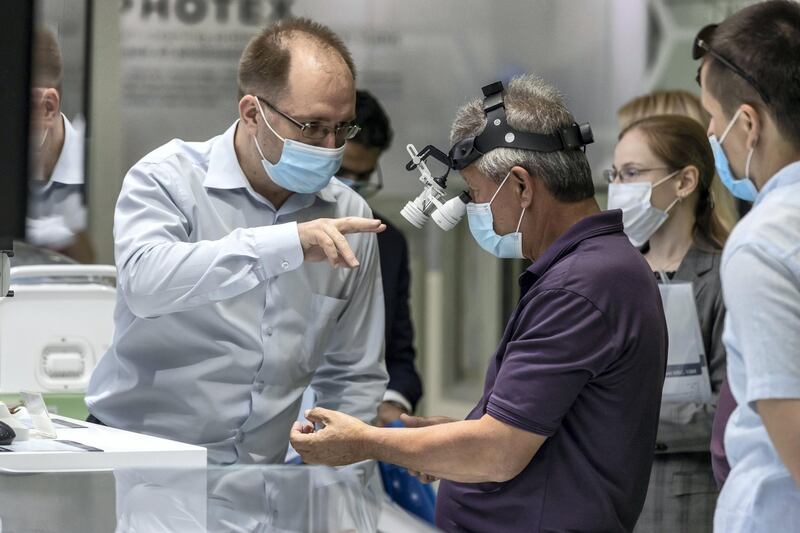 The opening day of Arab Health 2021 at the Dubai World Trade Center on June 21st, 2021. 
Antonie Robertson / The National.
Reporter: Nic Webster for National