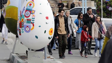 A symbol of Nowruz, the Persian New Year, on a street in Tehran on Monday. EPA