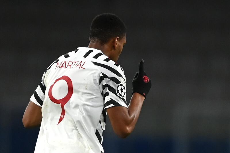 Manchester United forward Anthony Martial celebrates scoring. AFP