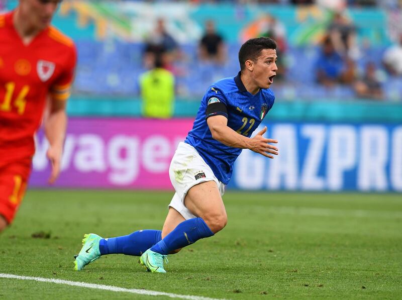 Italy's Giacomo Raspadori in action during the Euro 2020 Group A match against Wales. Getty Images