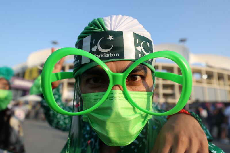 Pakistan fans before the match at the Dubai International Stadium. Chris Whiteoak / The National