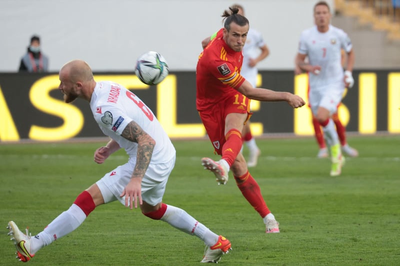 Wales' attacker Gareth Bale shoots at goal. AFP