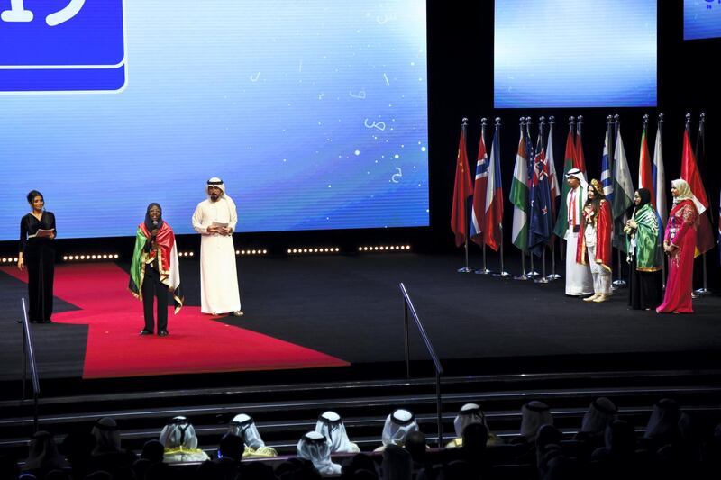 Sudanese Hadeel Anwar speaks at the 2019 Arab Reading Challenge in Dubai, UAE, Wednesday, Nov. 13, 2019. (Photos by Shruti Jain - The National)