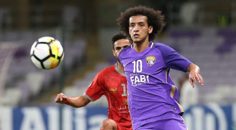 Omar Abdulrahman in action for Al Ain against Al Duhail in the Asian Champions League. Mohammad Badreddine Alroeya / Al Ain FC