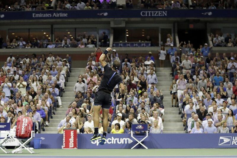 Rafael Nadal celebrates against Andrey Kuznetsov. Julio Cortez / AP Photo