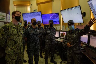 A brief in the Royal Jordanian Naval Operations Centre during a 60-nation maritime exercise in Aqaba, Jordan, in February. Reuters