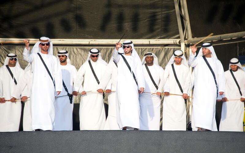 Traditional Emirati dance welcomed visitors to the Volvo Ocean Race.