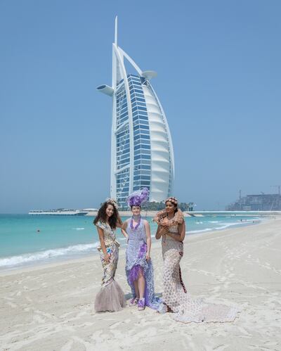 From left, Hana, Jess and Sandra show off their Junk Kouture outfits in the UAE. Photo: Junk Kouture