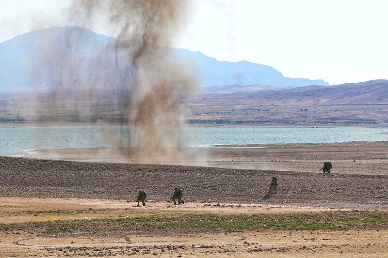 Ground forces take part in the Iranian show of strength near Azerbaijan. AP Photo