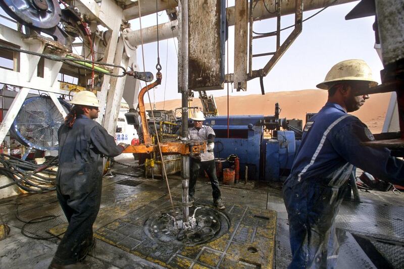 Saudi Aramco oil field complex facilities at Shaybah in the Rub’ al Khali desert. Reza / Getty Images