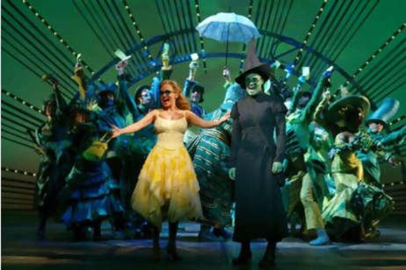 Kristin Chenoweth, left, and Idina Menzel in the Broadway musical <i>Wicked</i>.